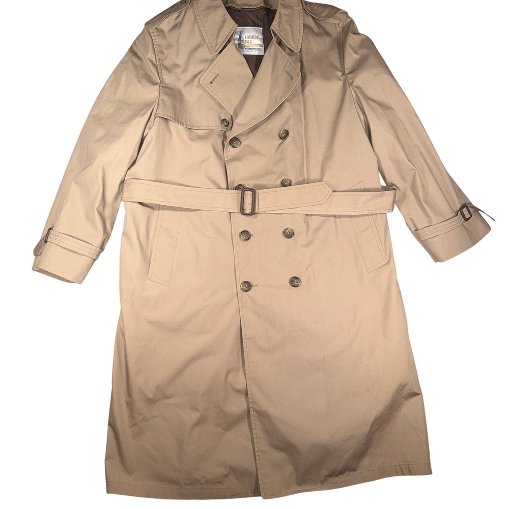 London Fog Vintage Trench Coat 48 Reg Mens Tan Thinsulate Liner
